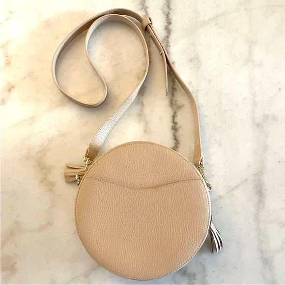 Cuyana pale pink/tan circle Leather Crossbody Bag - Picture 2 of 16
